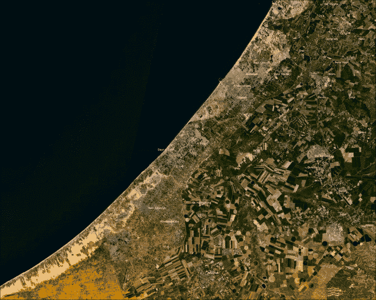 A satellite view of the Gaza Strip (NASA)