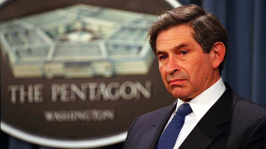 Then Deputy Secretary of Defense Paul Wolfowitz at a Pentagon briefing on March 1, 2001 (US Department of Defense)