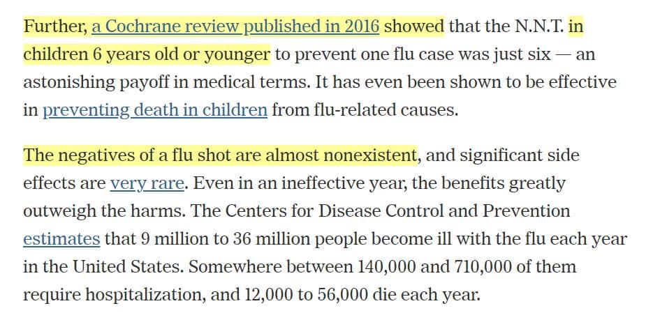 New York Times flu shot propaganda