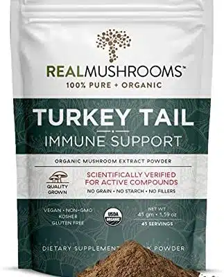 Real Mushrooms Turkey Tail Mushroom Supplements for Immune Support Wellness Vitality 45 Day Supply Organic Vegan Non GMO Turkey Tail Mushroom Powder 0