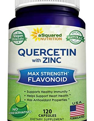 aSquared Nutrition Quercetin 1000mg with Zinc Supplement 120 Capsules Quercetin Dihydrate with Black Elderberry Zinc Max Strength Powder Complex Pills to Help Improve Immune Response 0