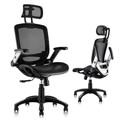 GABRYLLY Ergonomic Mesh Office Chair High Back Desk Chair Adjustable Headrest with Flip Up Arms Tilt Function Lumbar Support and PU Wheels Swivel Computer Task Chair 0