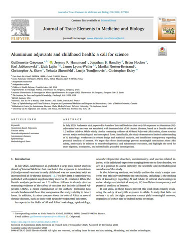 Creapeaux et al., "Aluminium adjuvants and childhood health: a call for science"